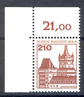 589 Burgen U.Schl. 210 Pf Ecke Ol ** Postfrisch - Unused Stamps