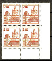 589 Burgen U.Schl. 210 Pf Eck-Vbl. Ur ** Postfrisch - Unused Stamps