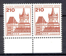 589 Burgen U.Schl. 210 Pf Paar UR ** Postfrisch - Unused Stamps