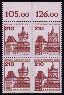 589 Burgen U.Schl. 210 Pf OR-Viererbl. ** Postfrisch - Ungebraucht