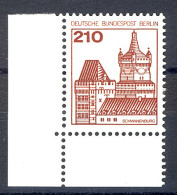 589 Burgen U.Schl. 210 Pf Ecke Ul ** Postfrisch - Unused Stamps