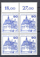 588 Burgen U.Schl. 90 Pf OR-Viererbl. ** Postfrisch - Ungebraucht