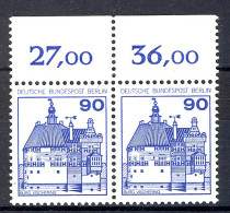 588 Burgen U.Schl. 90 Pf Paar OR ** Postfrisch - Nuovi