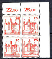 587 Burgen U.Schl. 25 Pf Eck-Vbl. Or ** Postfrisch - Nuevos