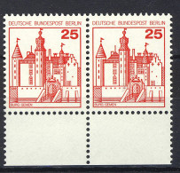 587 Burgen U.Schl. 25 Pf Paar UR ** Postfrisch - Unused Stamps