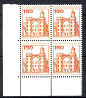 539 Burgen U.Schl. 190 Pf Eck-Vbl. Ul ** Postfrisch - Nuevos