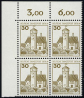 534 Burgen U.Schl. 30 Pf Eck-Vbl. Ol ** Postfrisch - Nuevos