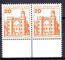 533 Burgen U.Schl. 20 Pf Paar UR ** Postfrisch - Unused Stamps