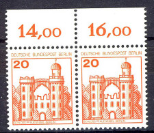 533 Burgen U.Schl. 20 Pf Paar OR ** Postfrisch - Nuevos