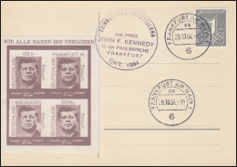 SSt ERINNERUNGSAUSSTELLUNG JOHN F. KENNEDY OKT. 1964 Auf PK Mit Vignette - Otros & Sin Clasificación