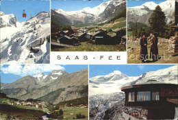 11652015 Saas-Fee Kabinenbahn Ortsansicht Trachten Bergstation Bergrestaurant Gl - Other & Unclassified