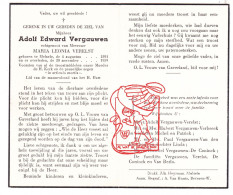 DP Adolf Edward Vergauwen ° Melsele Beveren Waas 1891 † 1959 Verelst Verbeeck Van Den Eeckhout De Coninck Van Berlo - Andachtsbilder