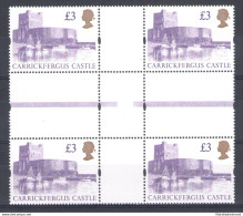 1995 GRAN BRETAGNA, GREAT BRITAIN, - N. 1829 Unificato, 3 Sterline "Castelli" Quartina Con Interspazio Di Gruppo MNH** - Autres & Non Classés