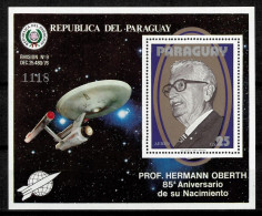 Paraguay Year 1979 Space Hermann Oberth MSS MNH - Paraguay