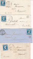 BM-45: FRANCE:  Lot Avec 7 Enveloppes, Lettres Et Devants Avec N°14 Et Lettres OR, J, L, G  Encerclés - 1849-1876: Période Classique