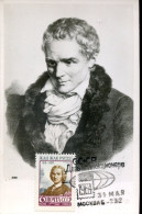 X0439 Russia, Maximum Card 1964 Jean Jacques Rousseau, Writer And Philosopher, Vintage Card - Writers