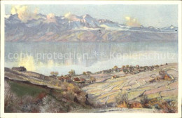 11651803 Lavaux VD Genfersee Alpenpanorama Kuenstlerkarte Grandvaux - Altri & Non Classificati