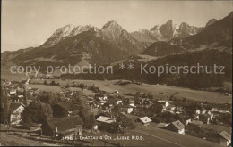 11651744 Chateau-d Oex Vue Generale Et Les Alpes Ligne MOB Chateau-d Oex - Sonstige & Ohne Zuordnung