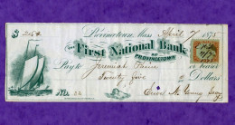 USA Check First National Bank Of Provincetown NY 1875 - Autres & Non Classés