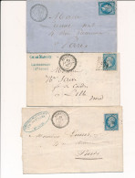 BM-48: FRANCE:  Lot Avec N°22 Sur 3  Lettres  Avec Cachets Perlés  D'Aillevillers Pc Et GC 28 - 1849-1876: Période Classique
