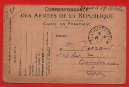 (RECTO / VERSO) CARTE CORRESPONDANCE DES ARMEES DE LA REPUBLIQUE LE 16 OCTOBRE 1918 - TRESOR ET POSTES - Briefe U. Dokumente