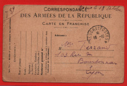 (RECTO / VERSO) CARTE CORRESPONDANCE DES ARMEES DE LA REPUBLIQUE LE 16 OCTOBRE 1918 - TRESOR ET POSTES - Storia Postale