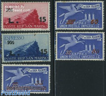 San Marino 1947 Express Mail Overprints 5v, Mint NH - Ungebraucht