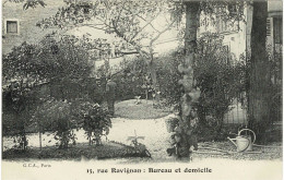 75 - PARIS 18ème - Montmartre - 15 Rue Ravignan, Bureau Et Domicile, J.A Bailly - Discussion Dans Le Jardin - 1905 - Arrondissement: 18