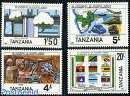 Tanzania 1985 South African Development 4v, Mint NH, History - Science - Transport - Various - Flags - Mining - Railwa.. - Trenes