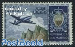 San Marino 1954 Airmail Definitive 1v, Mint NH, Transport - Aircraft & Aviation - Nuevos