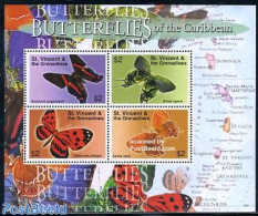 Saint Vincent 2007 Butterflies 4v M/s, Mint NH, Nature - Butterflies - St.Vincent (1979-...)