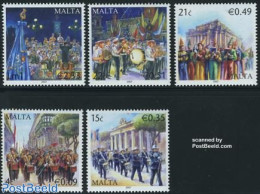 Malta 2007 Bands 5v, Mint NH, Performance Art - Transport - Various - Music - Fire Fighters & Prevention - Folklore - Music