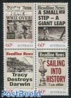 Australia 2013 Headline News 4v [+], Mint NH, History - Transport - Newspapers & Journalism - World War II - Space Exp.. - Neufs