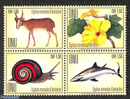 United Nations, Geneva 2018 Endangered Species 4v [+], Mint NH, Nature - Animals (others & Mixed) - Fish - Flowers & P.. - Poissons