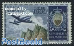 San Marino 1954 Airmail Definitive 1v, Unused (hinged), Transport - Aircraft & Aviation - Nuevos