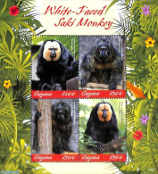 Guyana 2019 White Faced Saki Monkey 4v M/s, Mint NH, Nature - Animals (others & Mixed) - Monkeys - Wild Mammals - Guyane (1966-...)