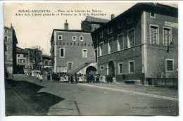 CPA Voyagé 1910 * BOURG ARGENTAL Place De La Liberté La Mairie Arbre Planté 18 Frimaire An II * Très Animée Foule - Bourg Argental