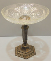 -ANCIENNE COUPE A FRUITS ART DECO VERRE Moulé  SUR PIED ORFEVRERIE DILECTA    E - Glass & Crystal