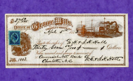 USA Check Office Of Glencoe Mills 1883 EXTREMELY RARE ! - Sonstige & Ohne Zuordnung