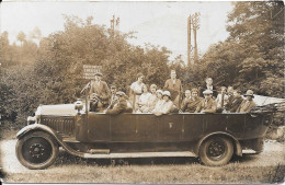 CARTE PHOTO - VIEUX TAXI-AUTOBUS - 19 PERSONNES À BORD  - Touristes - Lourdes,Cauteret,Gavarni - Buses & Coaches