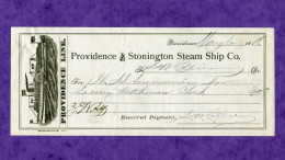 USA Check Providence And Stonington Steam Ship 1886 Co. 1886 EXTREMELY RARE - Altri & Non Classificati