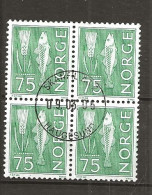 Norway 1973 Ear Of Rye And Cod    75 øre  , Mi 655 In Bloc Of Four Cancelled(o) - Usati