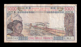 West African St. Senegal 5000 Francs 1977 Pick 708Kd Bc/Mbc F/Vf - États D'Afrique De L'Ouest