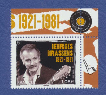 FRANCE Georges Brassens Neuf**. Guitare, Disque Vinyle, Pipe. Cinéma, Film, Movie, Chanteur. - Singers