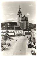 NEUNKIRCHEN, CHURCH, ARCHITECTURE, TOWER WITH CLOCK, CAR, AUSTRIA, POSTCARD - Neunkirchen