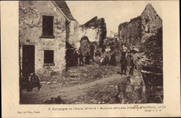 CPA Beaurieux Aisne, Aisne-Landschaft 1914-15 – Häuser In Oulches Zerstört - Altri & Non Classificati