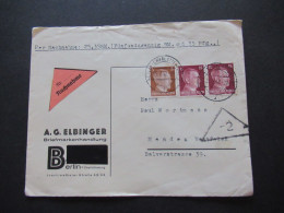 3.Reich 1942 Hitler MiF Nachname Fernbrief Berlin Charlottenburg - Menden Umschlag A.G.Elbinger Briefmarkenhandlung - Storia Postale
