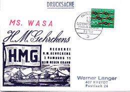(L 6) Cachetumschlag "REEDEREI H.M.GEHRCKENS - MS. WASA - EF BRD SST 5.5.72 HAMBURG - Schiffahrt
