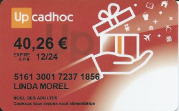 Carte Cadeau - Up Cadhoc 40.26 €  - Voir Description -  GIFT CARD /GESCHENKKARTE - Cartes Cadeaux