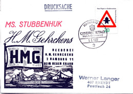 (L 6) Cachetumschlag "REEDEREI H.M.GEHRCKENS - MS. STUBBENHUK - EF BRD SST 5.5.72 HAMBURG - Marittimi